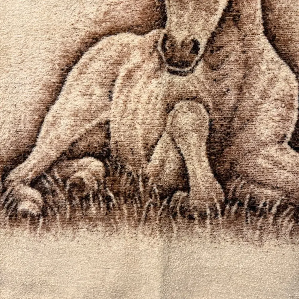 Vtg 80s Biederlack baby horse throw blanket - foal colt laying down brown 52x52